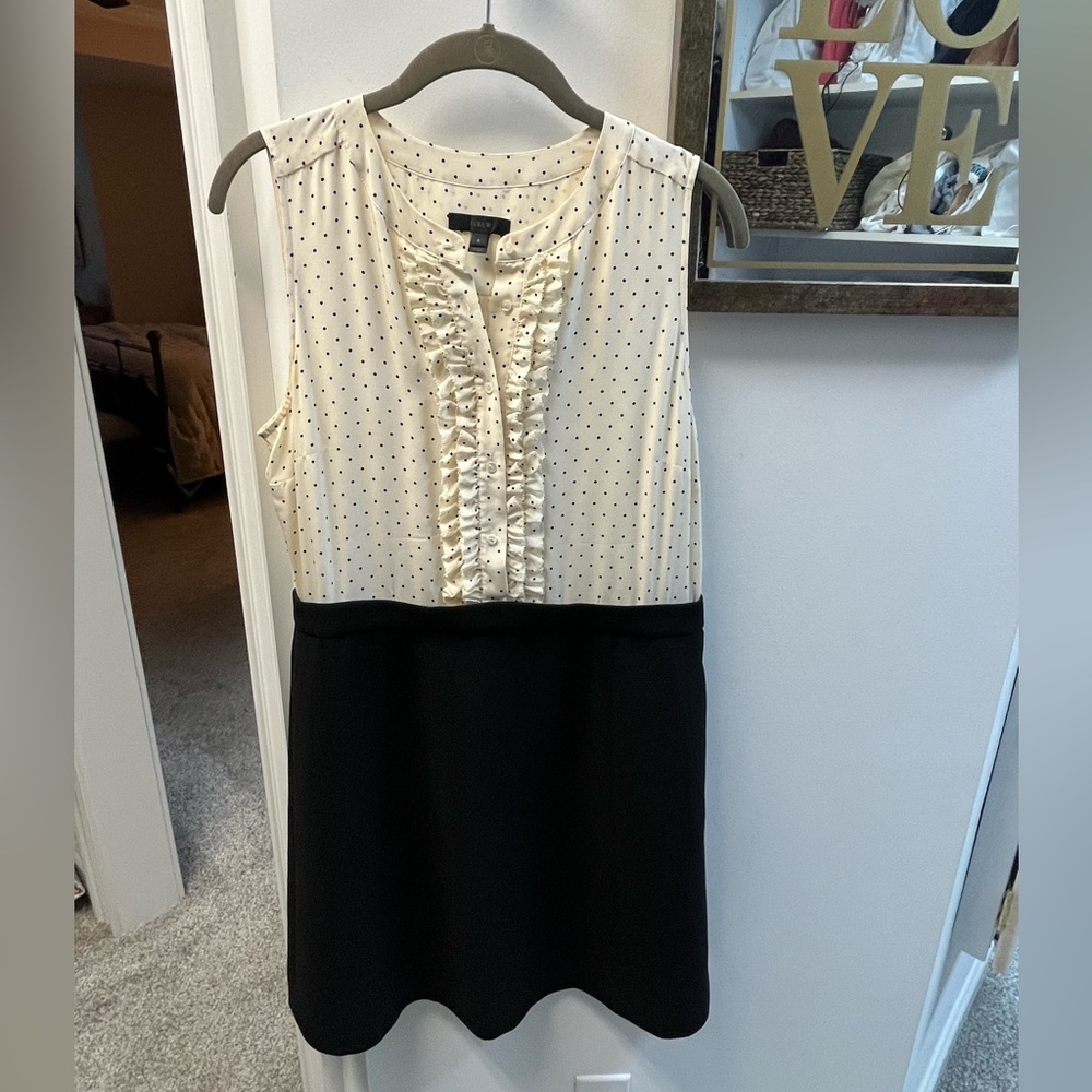 J.Crew polka dot cream and black dress, size 6